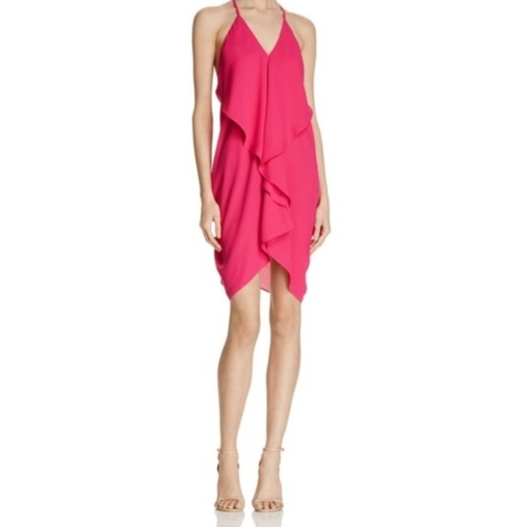 Olivaceous Dresses & Skirts - Olivaceous Pink Ruffled Drape Front Dress- Size M